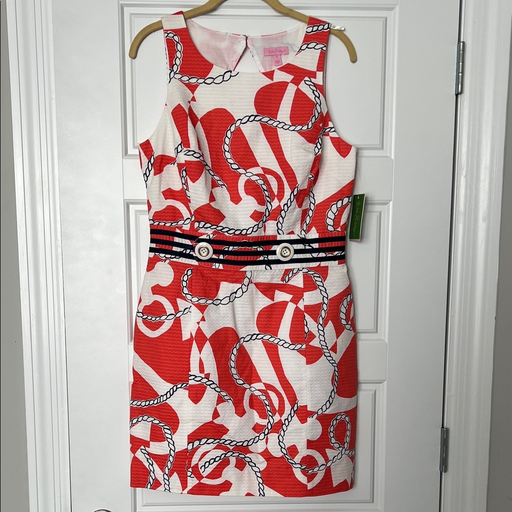 NWT Lilly Pulitzer Kirkland Dress in Booze Cruise print Size 8 Tango Orange